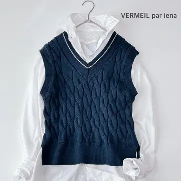 VERMEIL par iena 22AW 케이블 니트 V넥 베스트