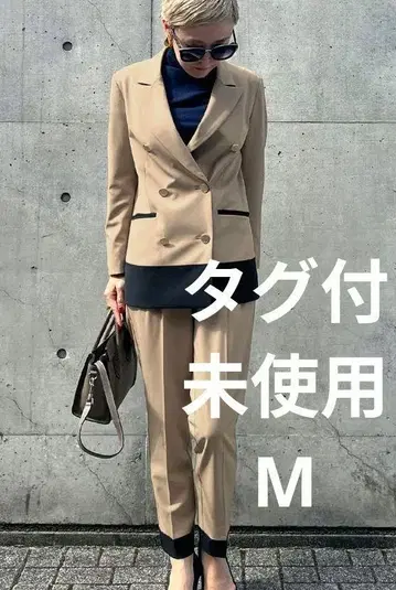 택 포함 미사용 제뉴인 슬림 레그 바이컬러 팬츠 M 2227