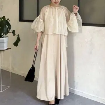 Thevon. YUNA 기획 소매 볼륨 오간자 개더 블라우스