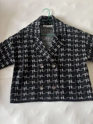 ZARA 테일러드 자켓 EU M 블랙과 화이트 체크 무늬