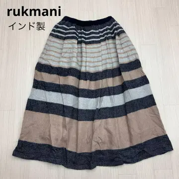 rukmani 보더 니트 플레어 스커트 인도산