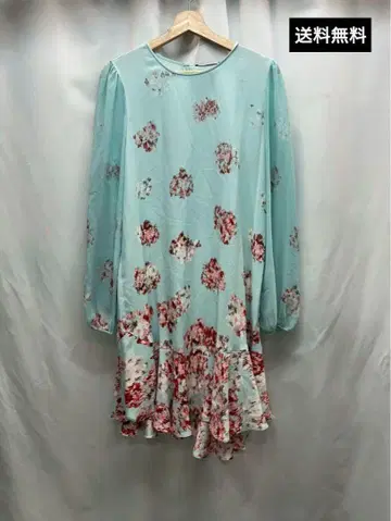 BCBGMAXAZRIA 스카이블루 꽃무늬 프릴 원피스 M
