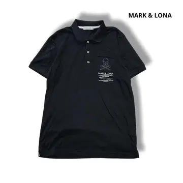 MARK & LONA 피케 셔츠 블랙 해골 스컬 로고 골프