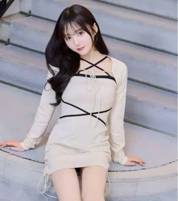 미셸 마카롱 크로스 니트 원피스 FREE SIZE