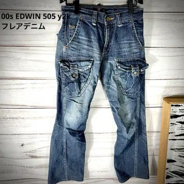 00s EDWIN 505 y2k 데님 플레어 데님 허니컴 그런지
