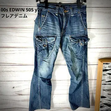 00s EDWIN 505 y2k 데님 플레어 데님 허니컴 그런지