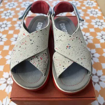 CAMPER 크로스 스트랩 샌들 그레이 빨간색