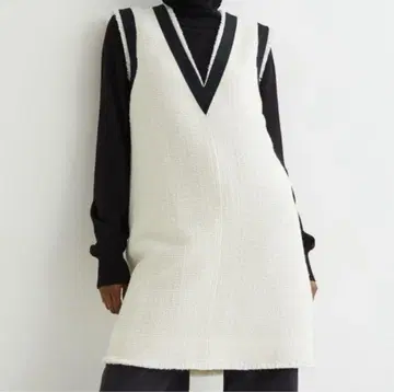미사용 택 포함 H&M 트위드 베스트 원피스 M 사이즈 화이트 트위드