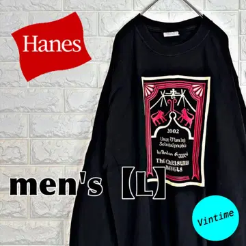V890 [ Hanes ] 프린트 롱 슬리브 [ 남성용 L ] 블랙