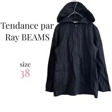 Ray BEAMS [ 38 ] 마운틴 후드티 블루종 점퍼 얇은 소재 블랙