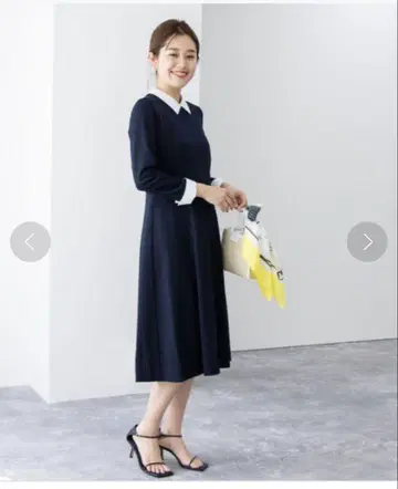 노리즈 화이트 카라 원피스 네이비 포멀 입학식 졸업식