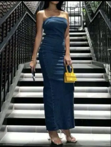ZARA 자라 데님 베어탑 원피스