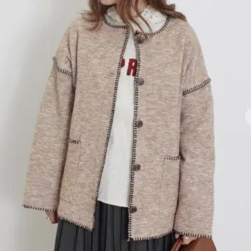 사만사 모스모스 머신 워셔블 노카라 자켓 브라운