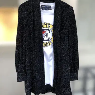 MARINA RINALDI 블랙 라메 가디건