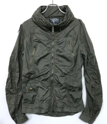 Y2K 네오 그런지 갸루 구제 의류 볼륨 넥 밀리터리 자켓