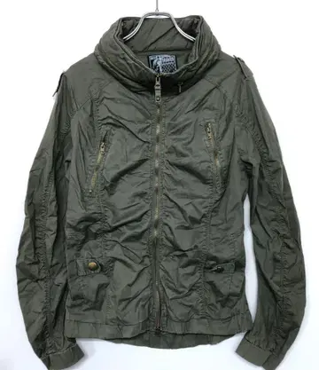 Y2K 네오 그런지 갸루 구제 의류 볼륨 넥 밀리터리 자켓