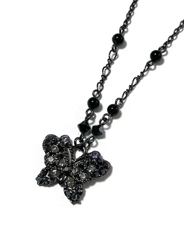 ANNA SUI 안나수이 버터플라이 나비 목걸이 블랙 큐빅