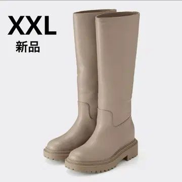 GU 볼륨 밑창 조키 롱 부츠 베이지