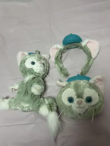 고양이 캐릭터 헤어밴드와 파우치 세트