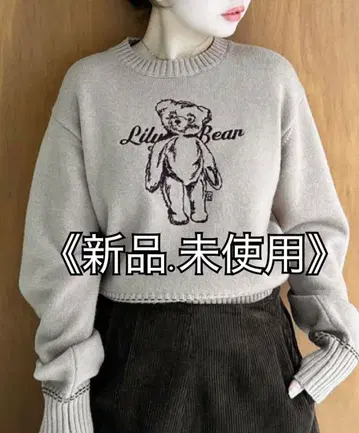 lilybrown Lily Bear 자수 니트탑