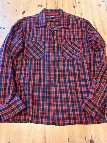 Schott 빨간색과 검은색 체크 플란넬 셔츠 L 사이즈