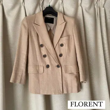 FLORENT 베이지 더블 브레스트 테일러드 자켓