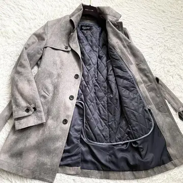 컨디션 최상 토네이도 마트 가죽 트렌치코트 마이크로 스웨이드 그레이 L