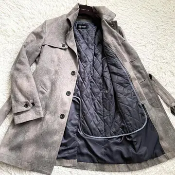 컨디션 최상 토네이도 마트 가죽 트렌치코트 마이크로 스웨이드 그레이 L