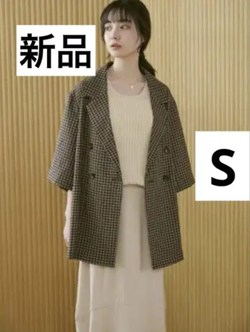 [ 새상품 ] 시마무라 choco 하프 슬리브 자켓 체크 무늬 S