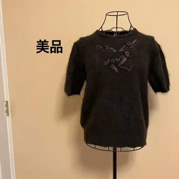 [새상품급] 여성용/반팔/자수/짙은 갈색/다크 브라운