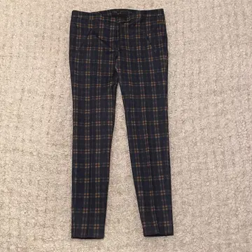 [ 새상품급 ] ZARA 자라 스트레치 슬림 팬츠 타탄 체크 네이비