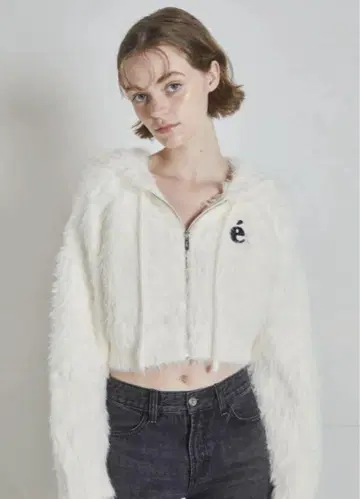 epine shaggy knit hoodie ivory
