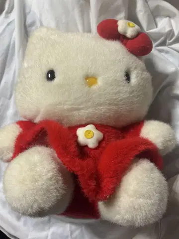 헬로키티 봉제 인형 빨간색 드레스 레트로 1999년