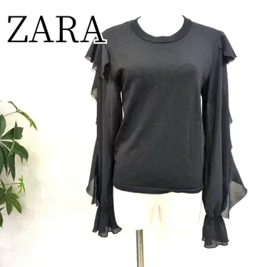 ZARA 스트레치 콤비네이션 쉬폰 슬리브 상의