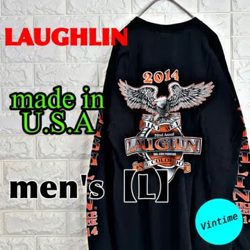 V893 USA LAUGHLIN 프린트 롱 슬리브 남성용 L 블랙