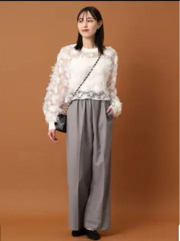 provoke 튤 플라워 크롭 블라우스