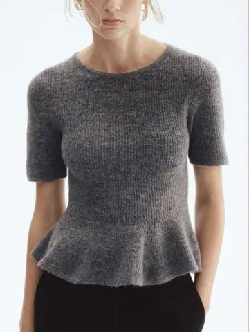h&m 페플럼 니트 그레이 XS