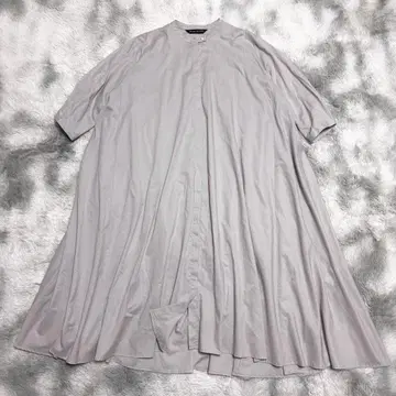 미즈이로 인드 플레어 셔츠 원피스 밴드 카라 일본제 스탠드 루즈핏