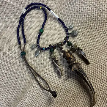 나가족 목걸이 사슴 뿔 뱀뼈 마크라메 빈티지