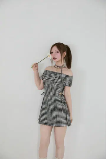 andmary Becky check mini dress