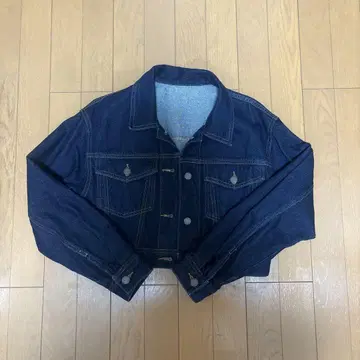 GU 다크 블루 크롭 데님 자켓