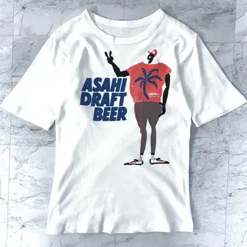 아사히 드래프트 맥주 T셔츠 화이트 셔츠 기업계 기업T 빈티지