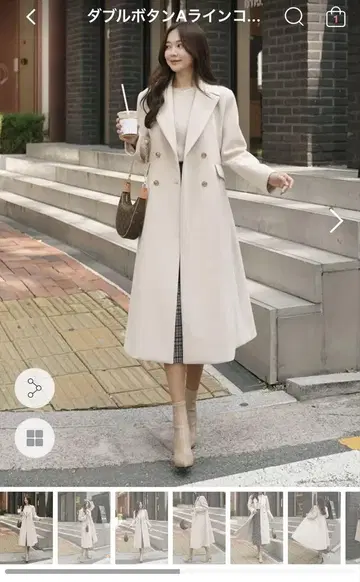 더블 버튼 A라인 롱 코트