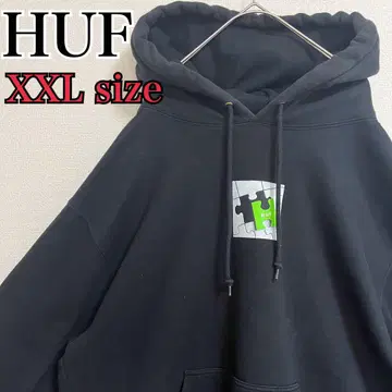 [ XXL 사이즈 ] HUF 후드티 hoodie 맨투맨 퍼즐 하프 블랙