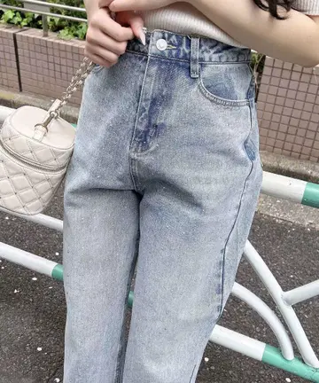 INGNI 오로라 큐빅 장식 데님 팬츠