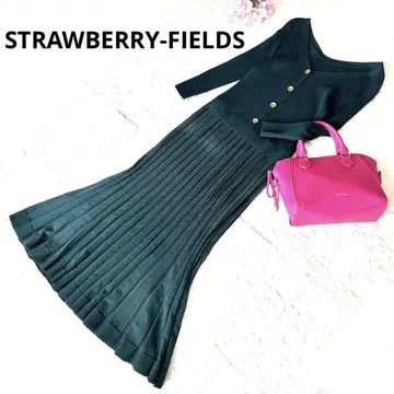STRAWBERRY-FIELDS 니트 도킹 원피스 리브 롱