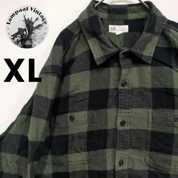 US 구제 의류 플란넬 셔츠 GAP 그린 블랙 XL