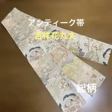 앤티크 오비 길상 꽃과 학 올 패턴