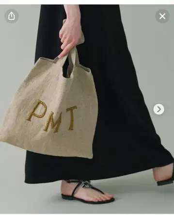 미사용 새상품 PMT 자수 베이지 에코백