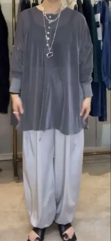 [시안 도쿄] 벨로아 튤 오버 블라우스 그레이